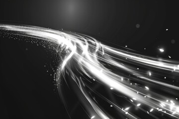 Aufkleber - A black and white photo of a light trail on a dark background, great for use in designs related to travel, adventure or mystery