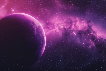 Wall Mural - a purple planet is surrounded by a purple galaxy, offering a unique and vibrant celestial landscape