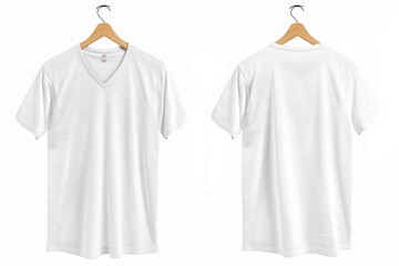 Poster - Two white t-shirts hung on a wooden hanger, great for fashion or lifestyle photography