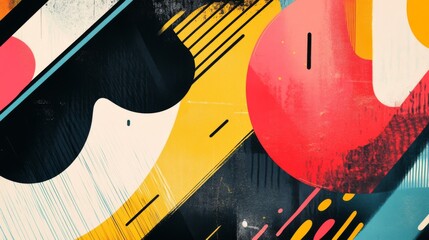 Fototapete - Close-up of a modern graphic with abstract elements and dynamic compositions, highlighting innovative design techniques and creative aesthetics.