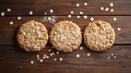 Biscuits on brown wood