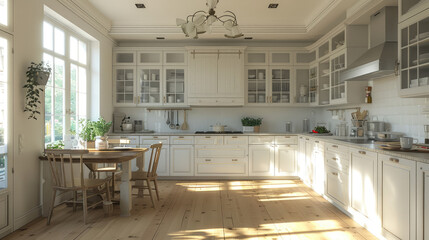 Poster - the design of white farmhouse style kitchen in the luxury american home 