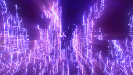 Poster - Abstract glowing energy futuristic purple hi-tech abstract background made of lines and computer stripes
