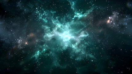 Wall Mural - Green Nebula Space Background