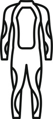 Poster - Simple black line vector icon representing a triathlon suit, ideal for athletes participating in multi discipline races