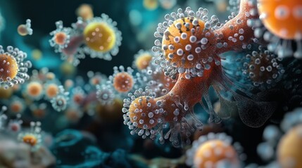 Poster - Microscopic View of a Cluster of Viruses