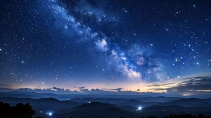 Wall Mural - night sky with twinkling stars and milky way