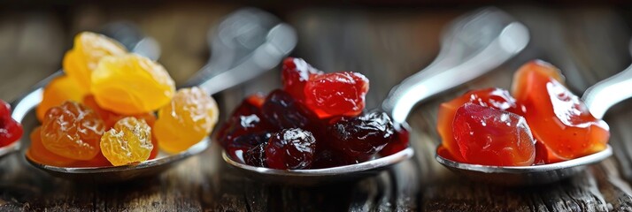 Canvas Print - Dehydrated Fruit and Jams Presented on a Spoon