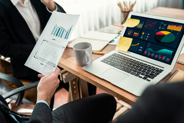 Poster - financial data analysis dashboard by fintech bi or business intelligence display on laptop screen to