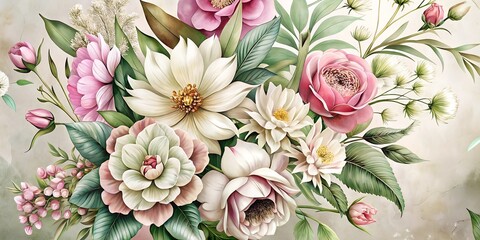 Wall Mural - bouquet of pink roses