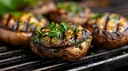 Canvas Print - Grilled Portobello Mushrooms Outdoor Picnic