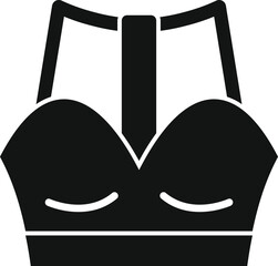 Poster - Simple black vector icon of a sports bra, ideal for fitness and sportswear marketing