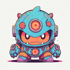 Sticker - Cartoon Robot Illustration