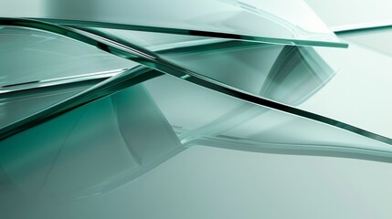 Wall Mural - translucent pieces of glass scattered on a reflective surface with soft light illuminating the delic