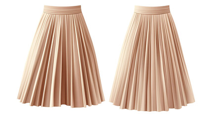 Beige pleated skirt isolated on white background.