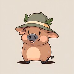 Canvas Print - Cute Pig Wearing Hat