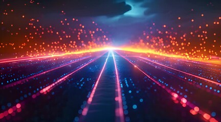 Wall Mural - Abstract background with glowing lights and colorful lines.