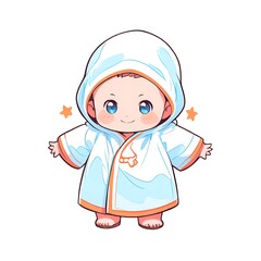 Sticker - Cute Baby in a White Robe