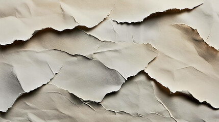 Wall Mural - Ripped and crumpled paper with a beige texture.