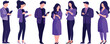 © comicsans - Set of vector business people with purple colors isolated.