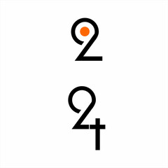 Unique simple logo design for numbers 92 and 94.