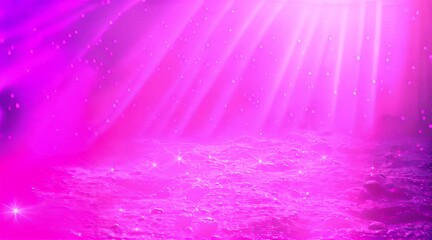 Wall Mural - Abstract pink background with bright light beams and glitter.