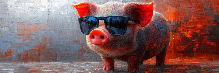 Sticker - Cool pig wearing sunglasses.