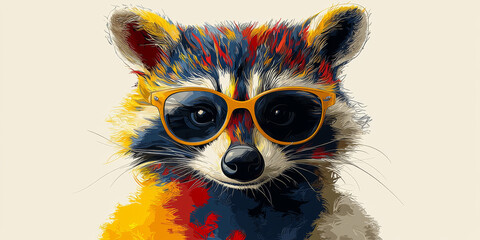 Cool raccoon with yellow sunglasses