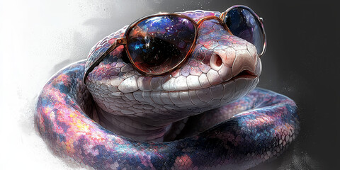 Wall Mural - A snake with sunglasses looking cool.