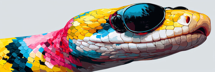 Wall Mural - Cool snake wearing sunglasses.