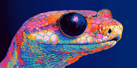 Wall Mural - A colorful snake with sunglasses.