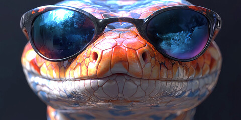 Wall Mural - A close-up of a snake wearing sunglasses.