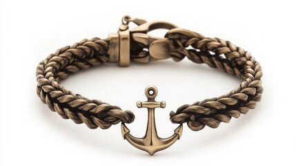 Men's bracelet with an anchor design set against a white backdrop.