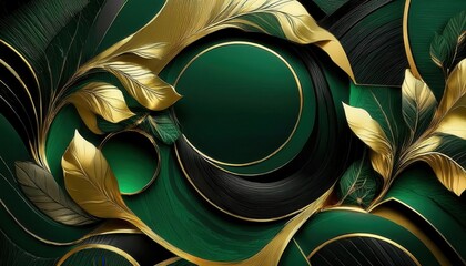 Wall Mural - Green and Gold Organic Leafy Design with a Luxurious Touch