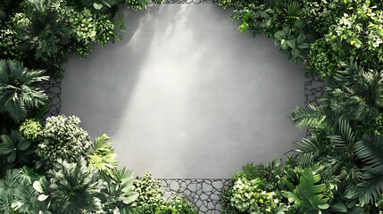 Poster - Lush Greenery Frame with Concrete Background