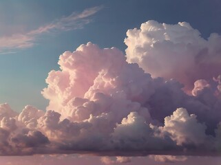 Wall Mural - Aerial view of pink and violet clouds on white and blue sky full of wonders, fluffy landscape cloudy view