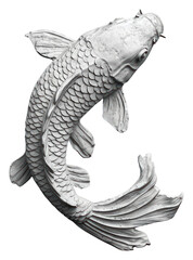 Wall Mural - PNG Bas-relief a koi fish sculpture texture animal monochrome silver.