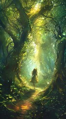 Sticker - Enchanted Forest Path: A Dreamlike Journey Through Nature