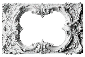 Wall Mural - PNG Bas-relief an art nouveau frame sculpture texture white backgrounds pattern.