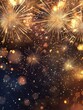 © Johannes - Beautiful holiday web banner or billboard with Golden sparkling Happy New Year sparklers on festive firework background