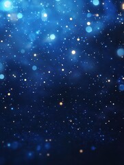 Wall Mural - festive starry sky background with blue light bokeh. new year and christmas concept