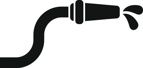 Poster - fire hose squirting water icon in simple style isolated on white background