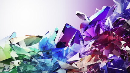 Poster - Abstract Geometric Crystal Forms with Color Gradients and Light Reflections