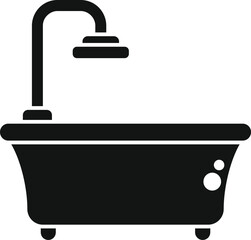 Canvas Print - Simple vector icon of a bathtub with shower head representing bathroom furniture