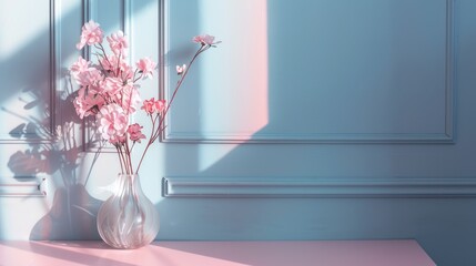 Poster - Arrangement of pink and blue in dining area.