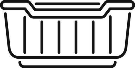Poster - Simple vector showing an empty rectangular plastic container with handles, for storing food