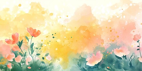 Wall Mural - watercolor flowers landscape background abstract flowers made from watercolor paint splashes summer 