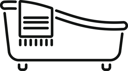 Poster - Black outline icon of a bathtub with towel hanging on side for home bathroom decoration