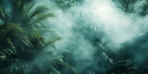 Poster - Atmospheric Wilderness Photo. Foggy Jungle / Nature Background. 