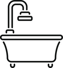 Poster - bathtub with shower head line icon, bathroom interior symbol
